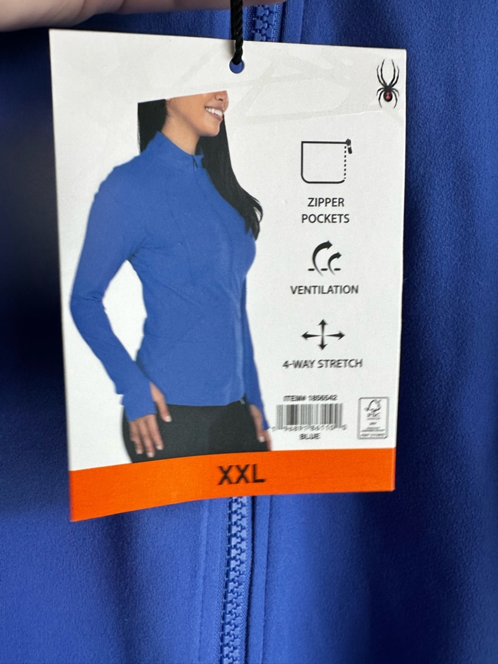 Spyder Active Women’s Blue Track Jacket Full Zip Mesh Zip Pockets XXL NWT - Picture 4 of 5